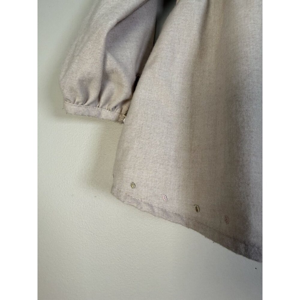 Artisan NY Dress long Sleeve Beige Smocked Baby Dress Polka Dot Detail 12 Months - Picture 3 of 10